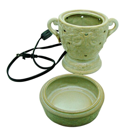 Deco Ceramic Electric Scented Wax Candle Warmer Beige Decorative Aromatherapy - Picture 2 of 9